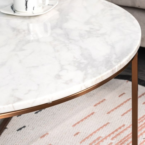 NOVA Natural Marble Coffee Table, White NOVA Natural Marble Coffee Table, White